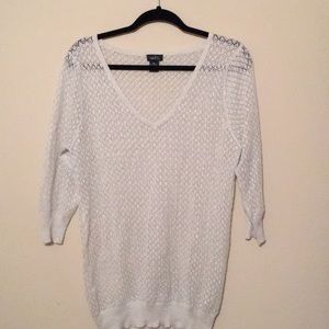 Long Sleeve Sheer White & Sliver Top
